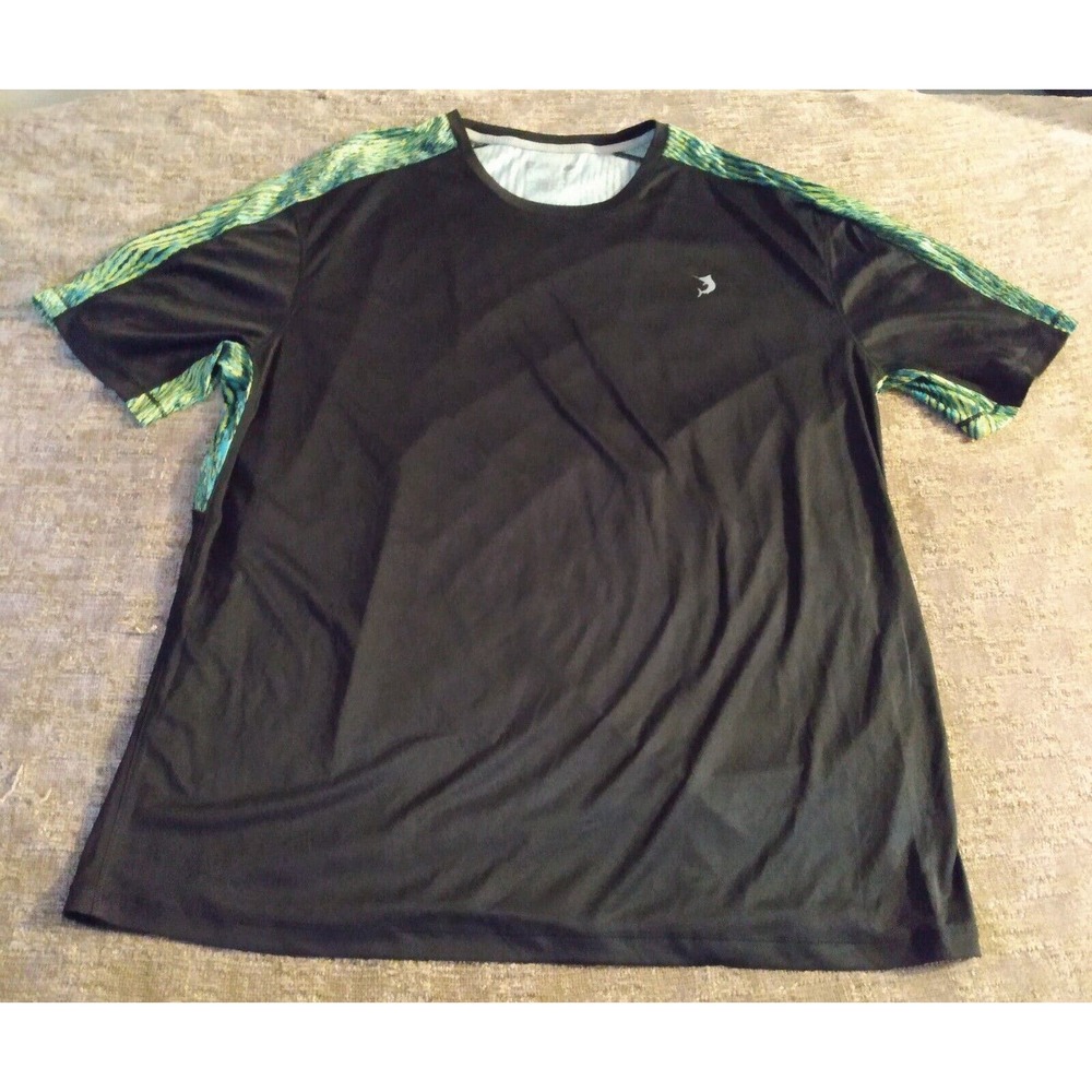 Reel Legends Reel Tec Short Sleeve Shirt Men's L Fishing Black Aqua Blue Outdoor